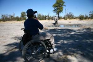 Photographing an elephant from a wheelchair. ©Endeavour Safaris