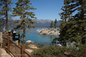 View of Lake Tahoe from Wheelchair accessible interpretive nature trail at Sand Harbor - Lake Tahoe Nevada State Park NV