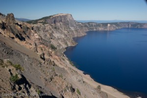 Volcanic rock on slope of Crater Lake from accessible Watchman's Point, Crater Lake National Park OR