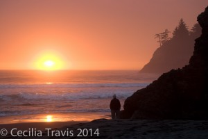 Sunset at easily accessed Trinidad Beach, California