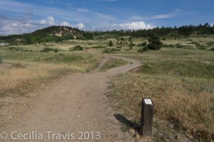 Wheelchair accessible crossing at ditch on Marshall Mesa Trail, Boulder Open Space, Colorado