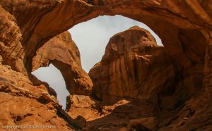 Double Arch, Arches National Monument UT photographed from easy vantage point